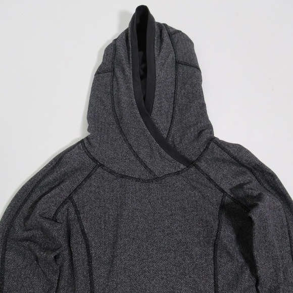 Lululemon Think Fast Hoodie Heathered Herringbone Heathered Black Black Size 6 - Picture 2 of 12